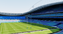 Load image into Gallery viewer, Stadium Australia in Sydney, Australia, home of South Sydney Rabbitohs, Australia national rugby team and Socceroos, detailed 3D stadium model showing the multi-purpose sports arena, exterior architecture, seating bowl and sports complex, created by Genius&Gerry for 3D visualization, broadcast graphics, virtual production, VR, AR and architectural projects.