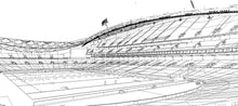 Load image into Gallery viewer, Stadium Australia in Sydney, Australia, home of South Sydney Rabbitohs, Australia national rugby team and Socceroos, detailed 3D stadium model showing the multi-purpose sports arena, exterior architecture, seating bowl and sports complex, created by Genius&amp;Gerry for 3D visualization, broadcast graphics, virtual production, VR, AR and architectural projects.
