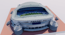 Load image into Gallery viewer, Stadium Australia in Sydney, Australia, home of South Sydney Rabbitohs, Australia national rugby team and Socceroos, detailed 3D stadium model showing the multi-purpose sports arena, exterior architecture, seating bowl and sports complex, created by Genius&amp;Gerry for 3D visualization, broadcast graphics, virtual production, VR, AR and architectural projects.
