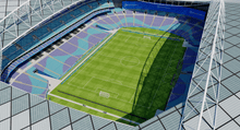 Load image into Gallery viewer, Stadium Australia in Sydney, Australia, home of South Sydney Rabbitohs, Australia national rugby team and Socceroos, detailed 3D stadium model showing the multi-purpose sports arena, exterior architecture, seating bowl and sports complex, created by Genius&amp;Gerry for 3D visualization, broadcast graphics, virtual production, VR, AR and architectural projects.
