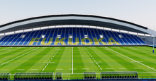 Load image into Gallery viewer, Level5 Stadium in Fukuoka, Japan, home of Avispa Fukuoka, detailed 3D stadium model showing the football arena, exterior architecture, seating bowl and sports complex, created by Genius&amp;Gerry for 3D visualization, broadcast graphics, virtual production, VR, AR and architectural projects.
